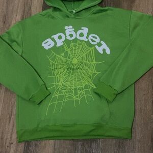 Spider Green Hoodie with Web Design